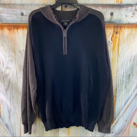robert banks Other - NWOT Robert Banks Men’s 100% Merino Wool Quarter Zip Sweater Black Brown Medium